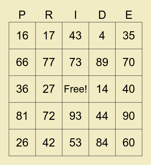 Pride Month Bingo Card