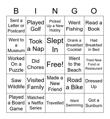 Month Off Bingo #1 Bingo Card