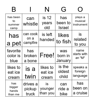 Max's Bar Mitzvah Bingo Card