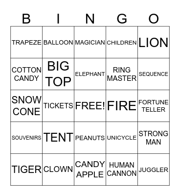 CIRCUS BINGO Card