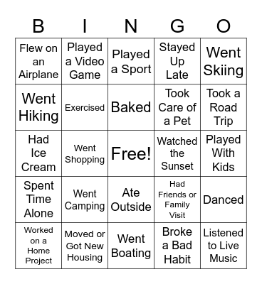 Month Off Bingo #2 Bingo Card