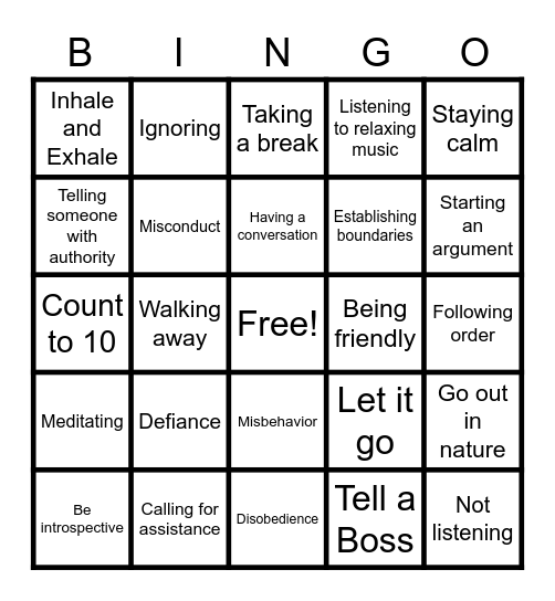 Handling Defiance Bingo Card