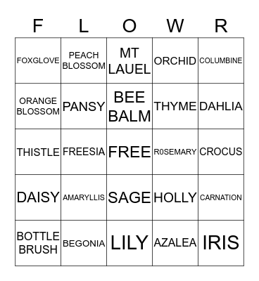 SPRING BINGO Card