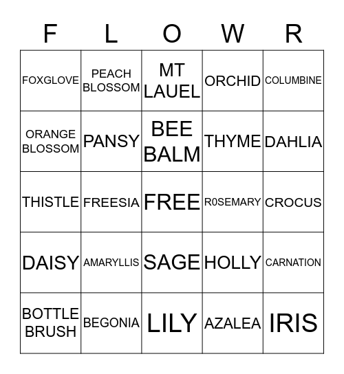 SPRING BINGO Card