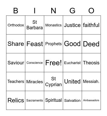 Our Journey to Sainthood in the Modern World Bingo Card