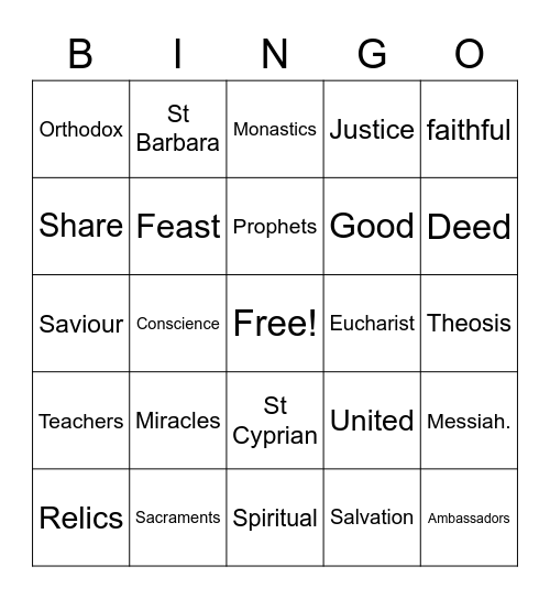 Our Journey to Sainthood in the Modern World Bingo Card