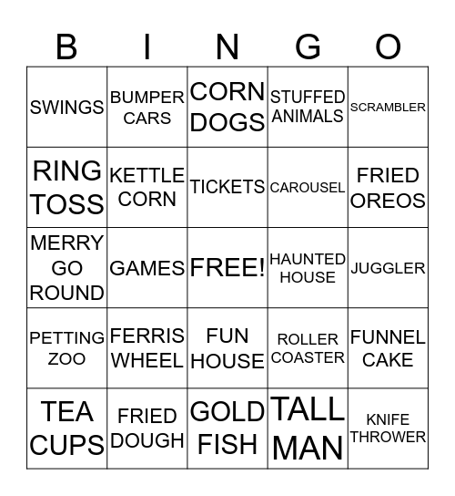 CIRCUS BINGO Card