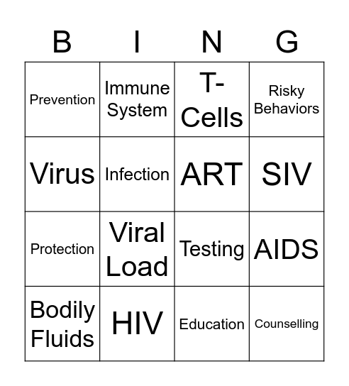HIV/AIDS BINGO Card