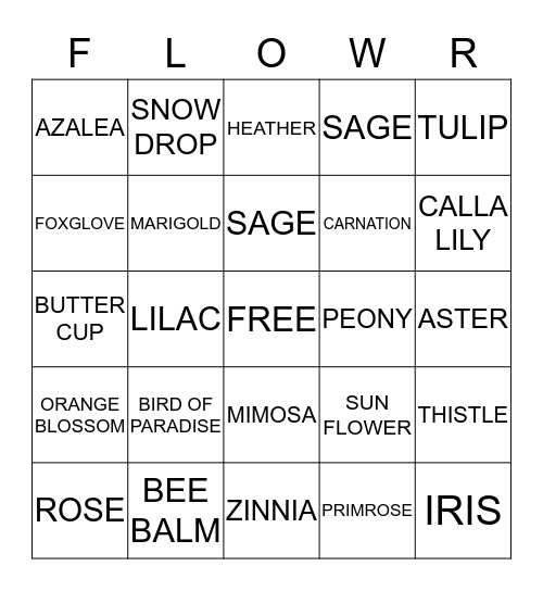 SPRING BINGO Card