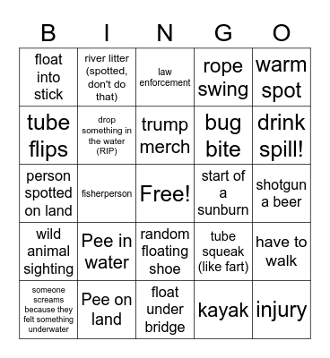 Float Trip Bingo! Bingo Card