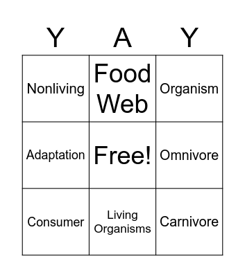 Ecosystems & Food Chains Bingo Card