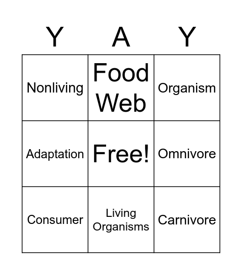 Ecosystems & Food Chains Bingo Card