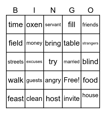Great Feast Bingo Card
