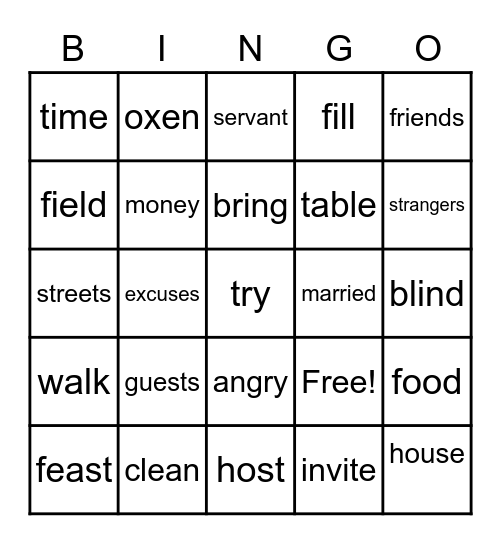 Great Feast Bingo Card