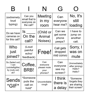 WebEx Bingo Card