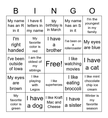 Get to Know You Bingo! Bingo Card