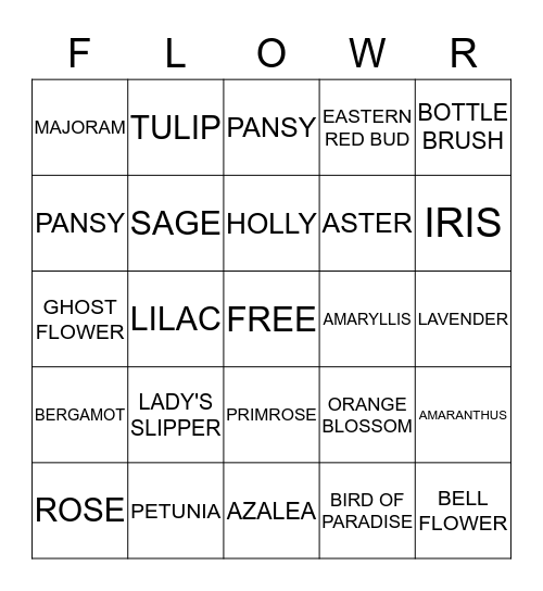 SPRING BINGO Card