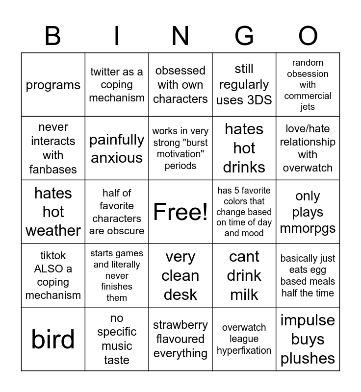 @avizenith the bingo Card