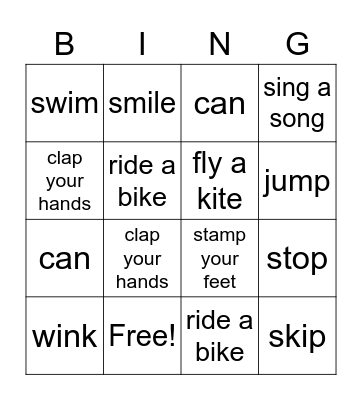 I can Bingo Card