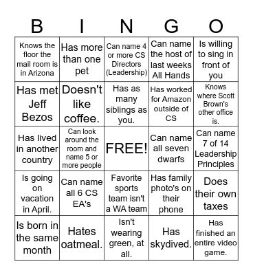 CS St. Patricks Day Celebration, 2015 Bingo Card