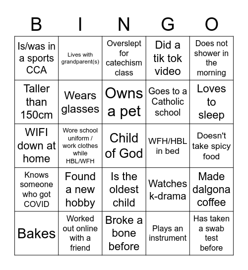 COVID BINGO! Bingo Card