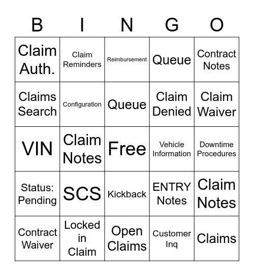 SCS Farewell Bingo Card