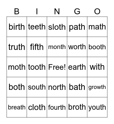 TH BINGO Card
