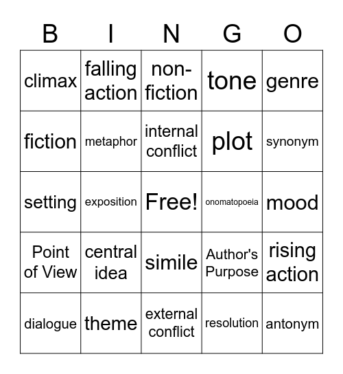 ELA Bingo Card