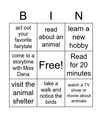 Tails and Tales Bingo Card