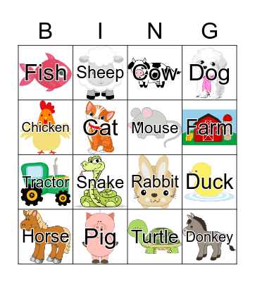 Animals Bingo Card