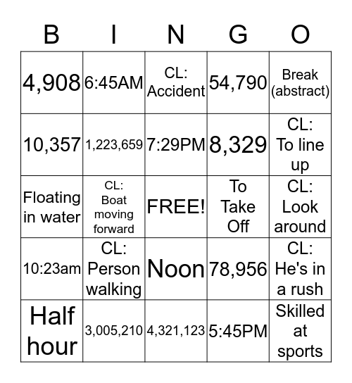 ASL Bingo Card