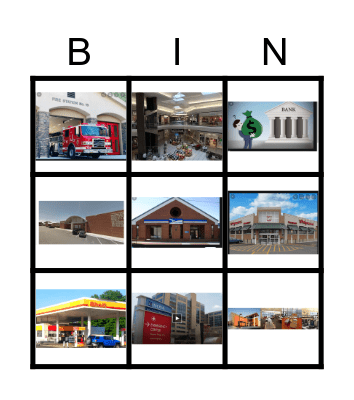 PLACES Bingo Card