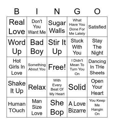 80s Bingo Card