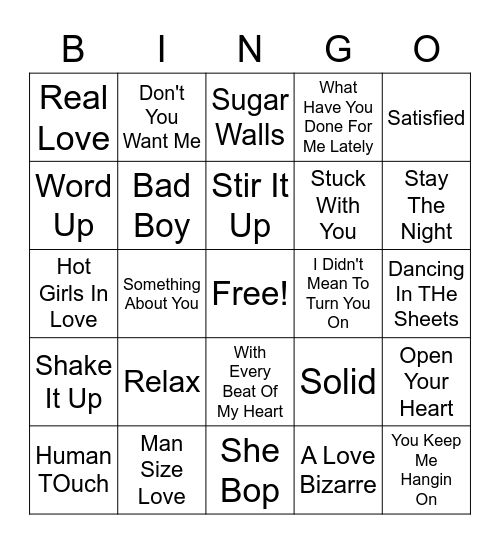 80s Bingo Card