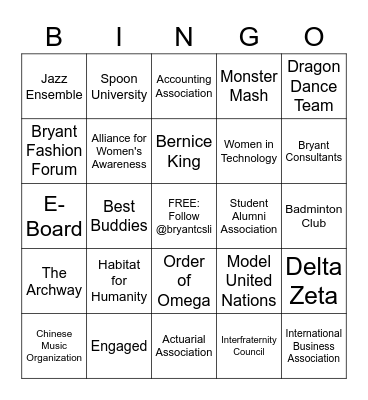 CENTER FOR STUDENT LEADERSHIP & INVOLVEMENT Bingo Card