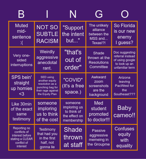 AMA J-21 Bingo Card