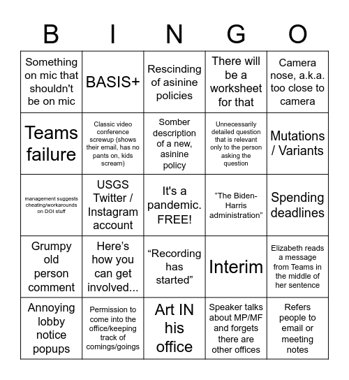 ESC All Hands Bingo Card