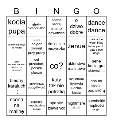 Kici Kici Bingo Card