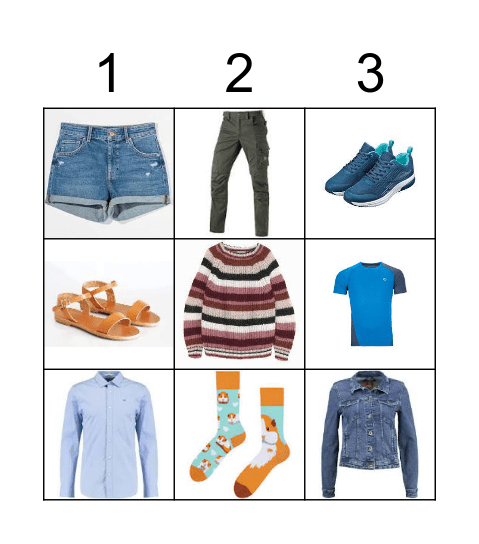 Clothes bingo Card