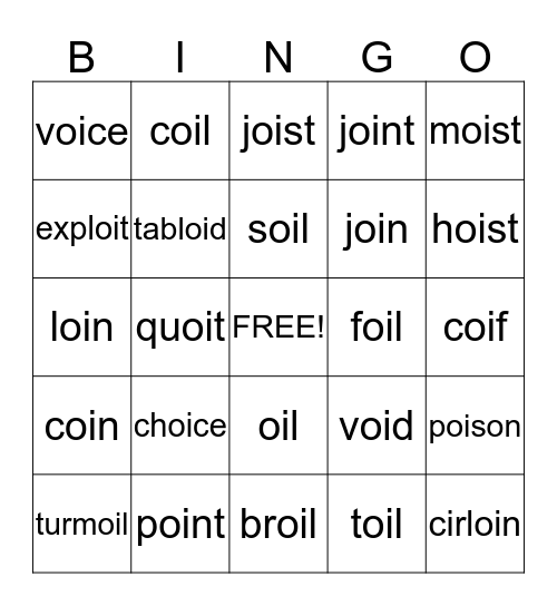 oi Bingo Card