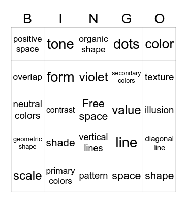 Elements of ART Bingo Card