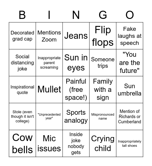 Graduation Bingo Card