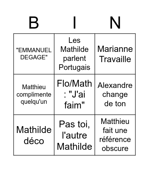 Gne Bingo Card