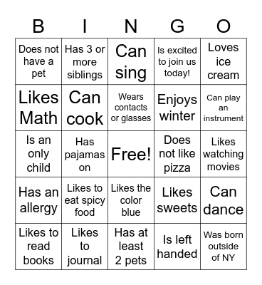 Energizer Bingo Card