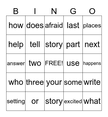 List D Sight Words Bingo Card