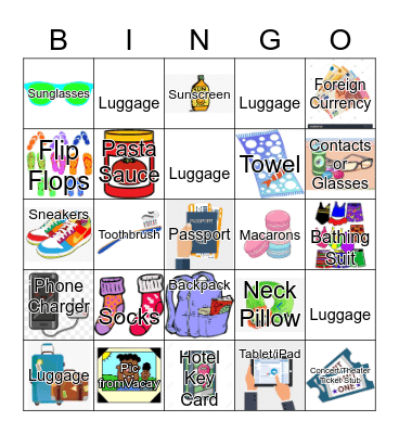 ZURI'S TRAVEL BINGO Card