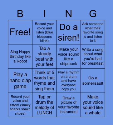 Music Bingo Card