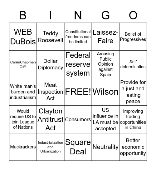 Unit 7 USHG Bingo Card