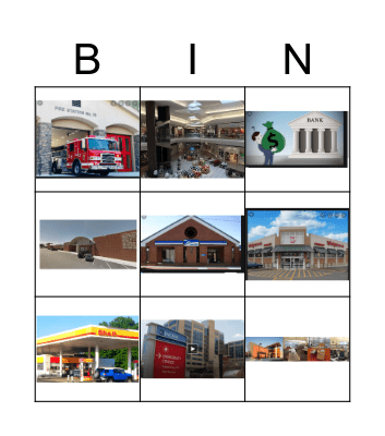 PLACES Bingo Card