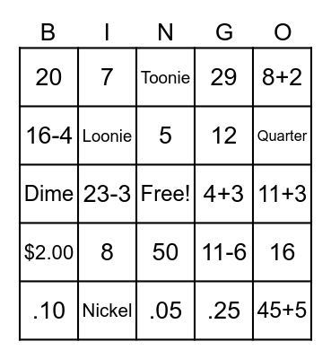Grade 1 math review Bingo Card